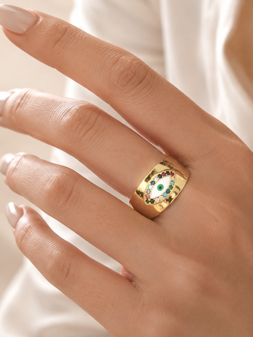 Gold Multi-stone Evil Eye Statement Ring